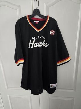 Mitchell & Ness Atlanta Hawks Black Jersey with Red, Yellow & White Trim
